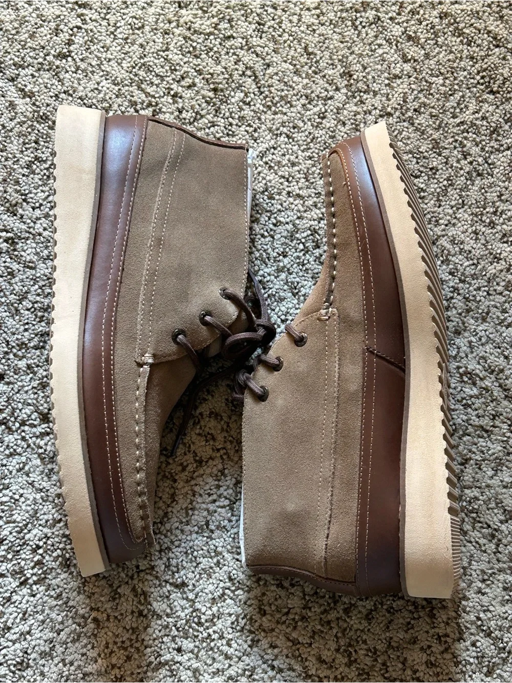 Dockers Men's Calgary Moc Toe Boots taupe suede upper leather trim size 11